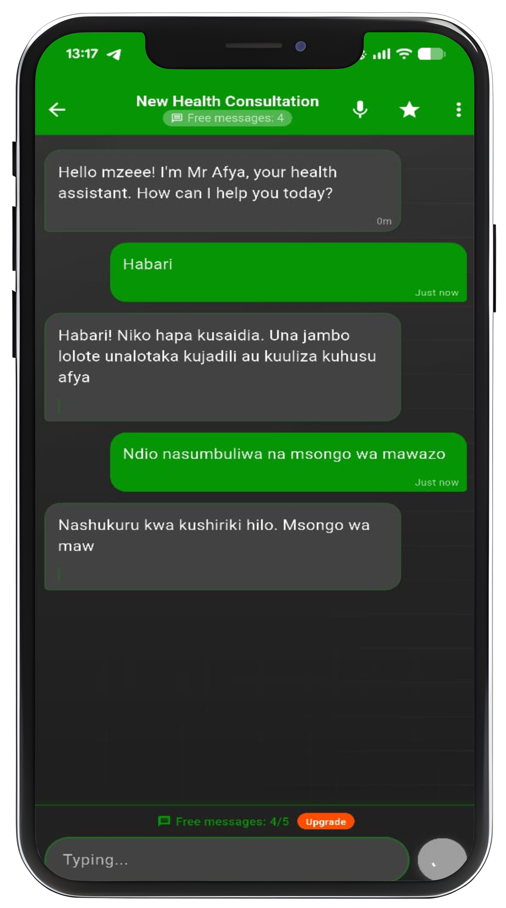 Mr Afya AI Doctor chat